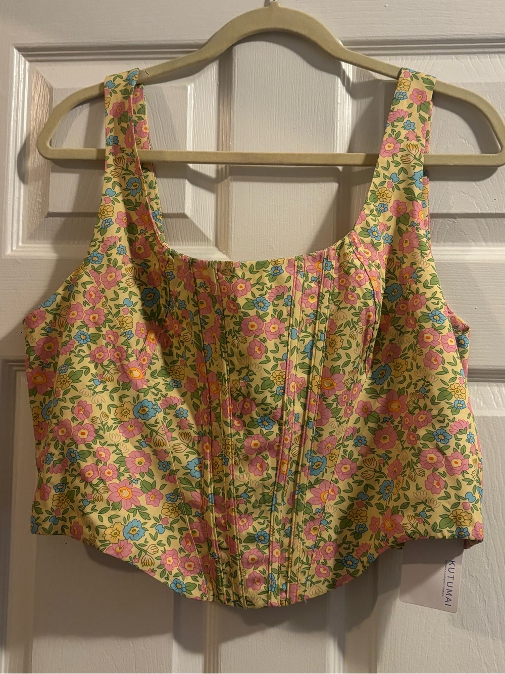 Floral Yellow Corset Tank Top